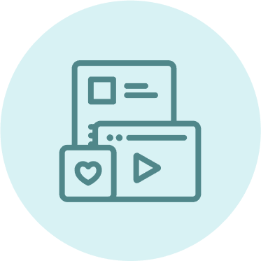 Icon mit unterschiedlichen Medien, wie einer Webseite und einem Video