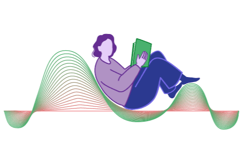 Liegende Person mit einem Buch in der Hand