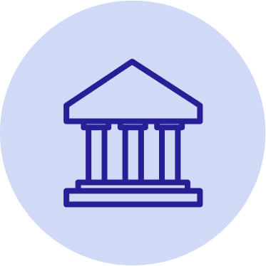 Icon mit einem Gebäude, gestützt auf Säulen