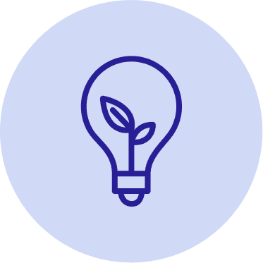 an icon of a lightbulb that grows a plant inside