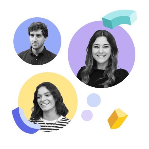 three avatars in colorful circles