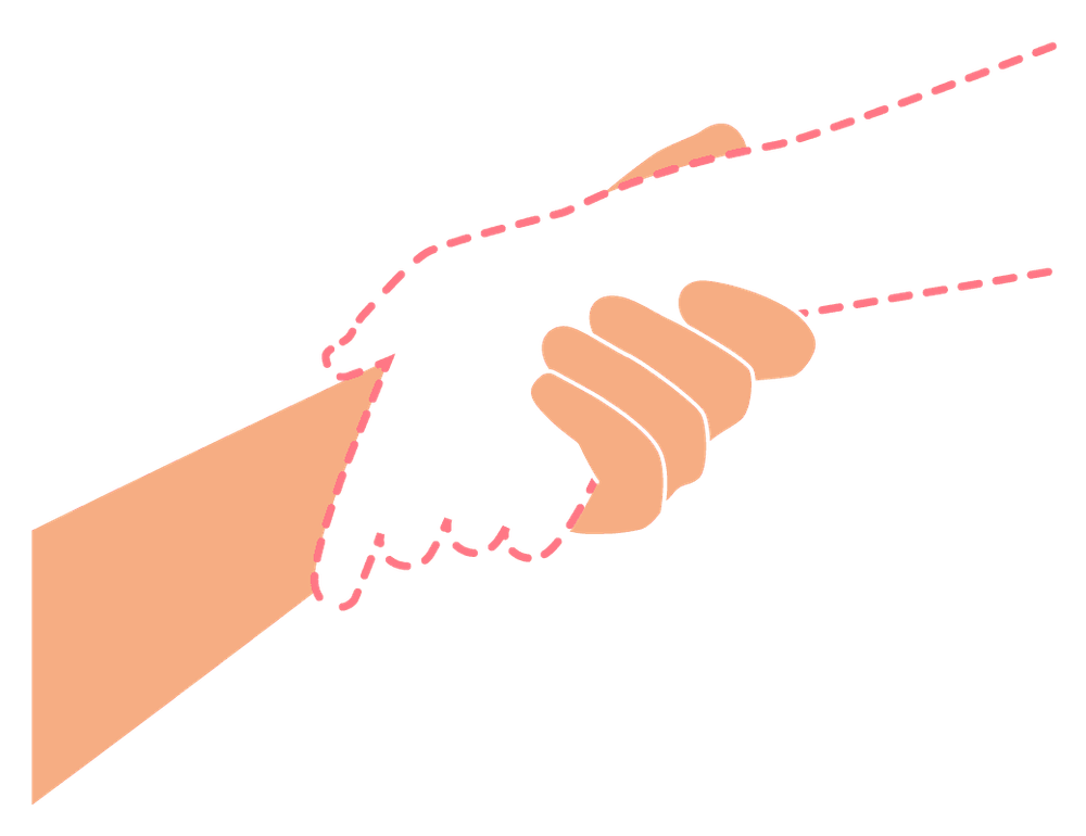 Zwei Hände, die sich gegenseitig fassen