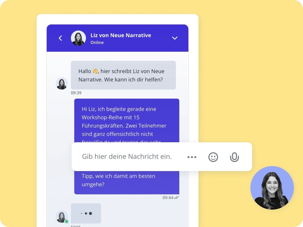 Ein Screenshot von der Chat-Beratung auf 9 Spaces