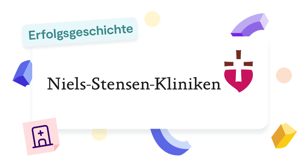 Nielsen Stensen Kliniken Logo mit Konfetti und Post-Its
