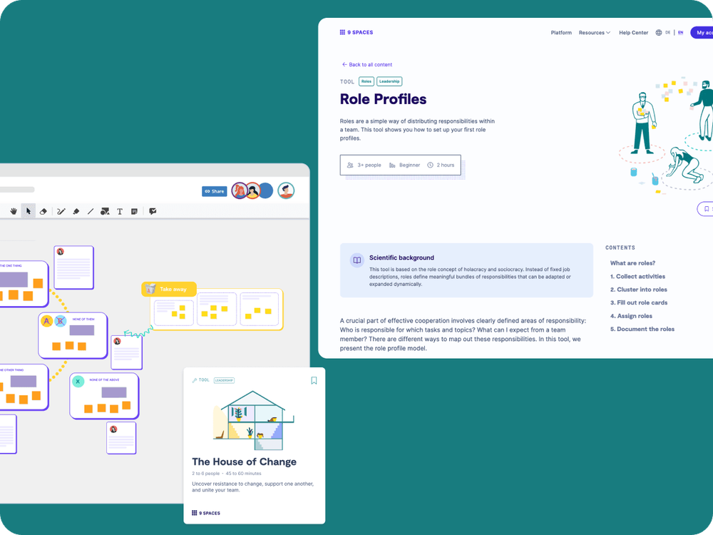 A whiteboard tutorial and tool detail page