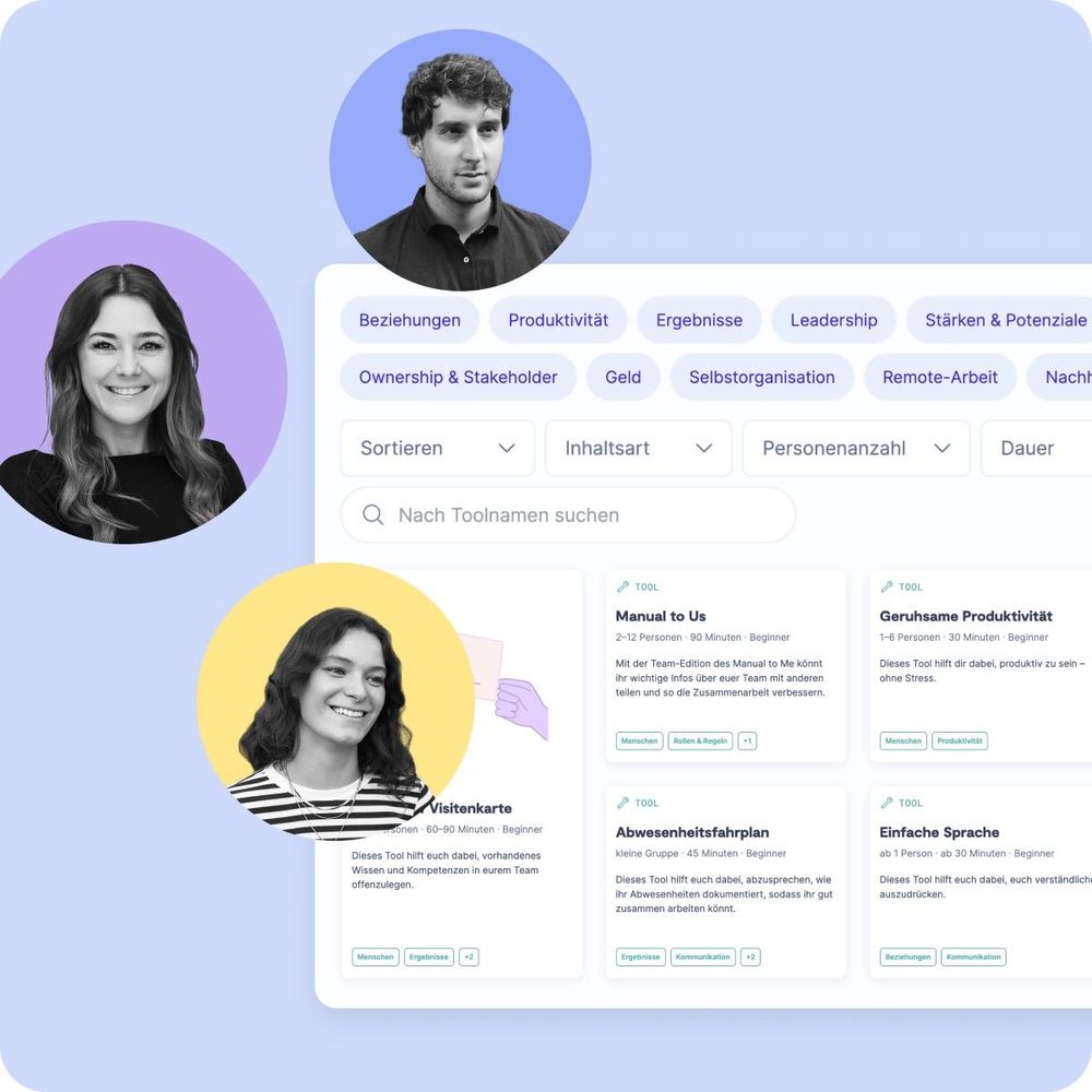 9 Spaces Vetriebsteam mit Fotos von Liz, Patricia und Nils