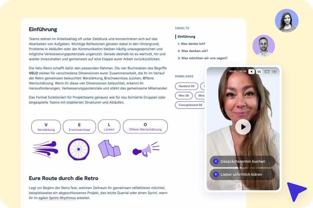 Screeenshot der 9 Spaces Workshop-Hotline