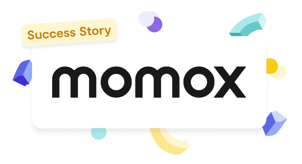 illustration combining momox logo and confetti