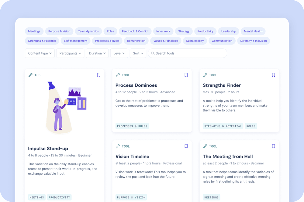9 Spaces platform showing 5 tools