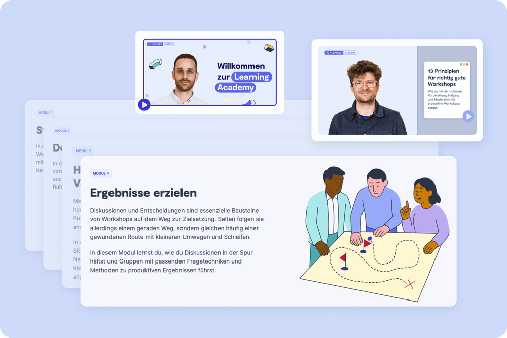 Screenshots von den Modulen der Academy