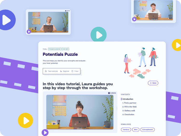 Screenshot of a video tutorial of the 9 Spaces Potentials Puzzle tool
