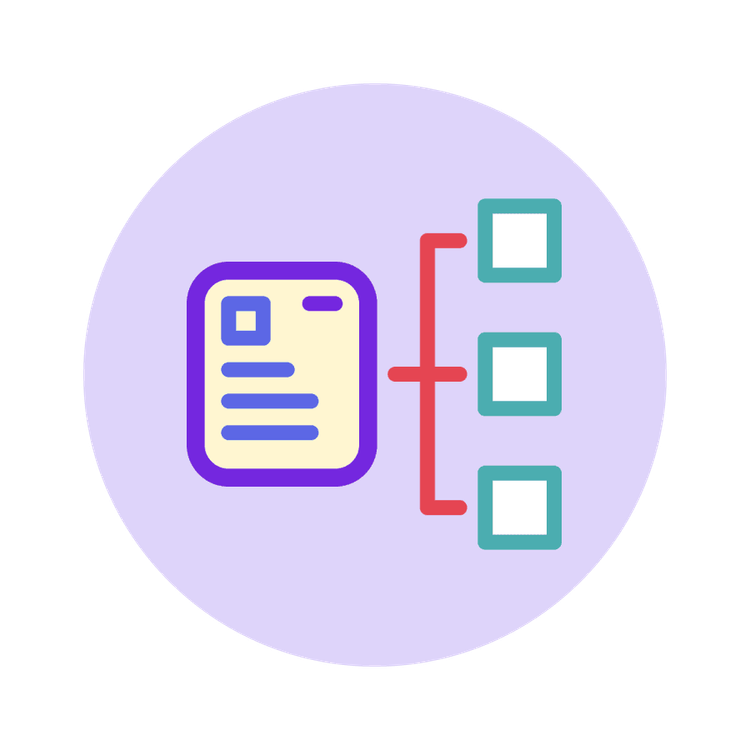 Ein Icon mit einem Inhalt, der verteilt wird