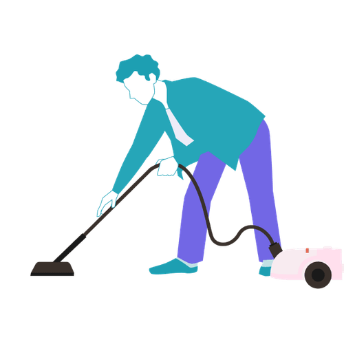 Eine Person staubsaugt den Boden