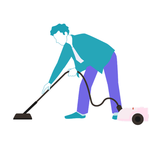 Illustration of a person cleaning the floor