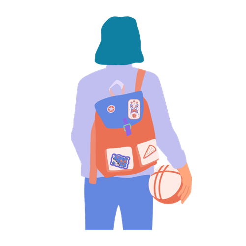 Eine Person, die einen Rucksack trägt