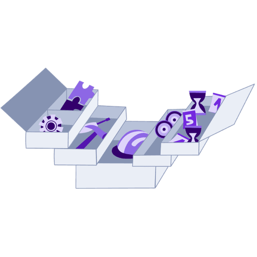 Ein Baukasten mit verschiedenen Tools