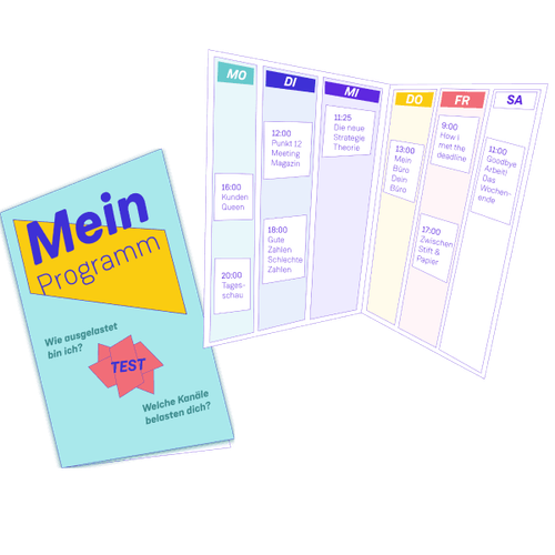 Ein Programmheft mit den Wochentagen von Montag bis Samstag