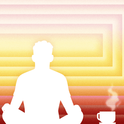 A person sitting on the floor meditating