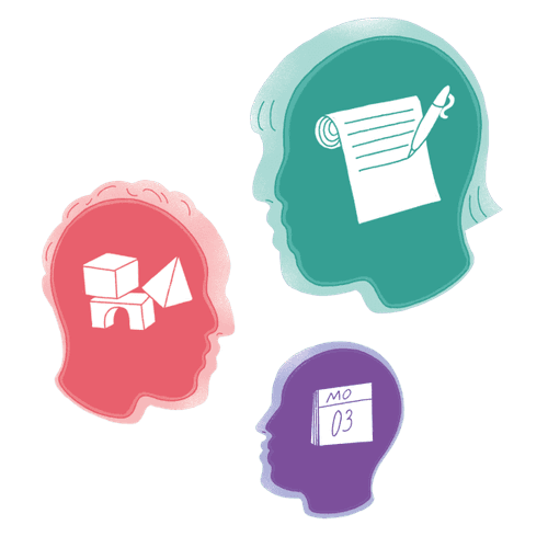 Illustration of three floating heads