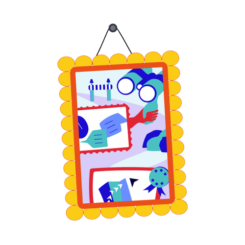 Zu sehen ist ein Rahmen mit verschiedenen abgebildeten Icons