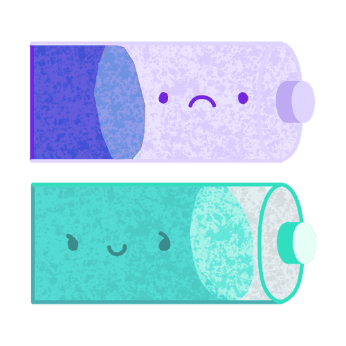 Zwei Batterien, eine mit wenig und eine mit viel Energie