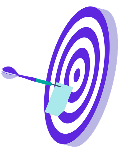 Ein Dartpfeil mit einem Post-it hängt an einer Dartscheibe