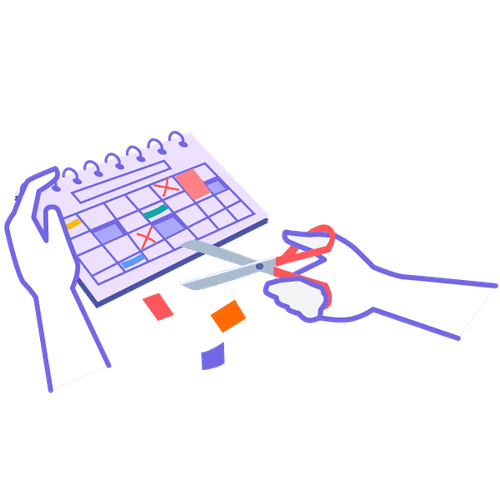 an illustration of hands cutting out colorful pieces from a calendar