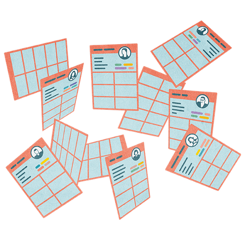 People-Profile fliegen in der Luft herum