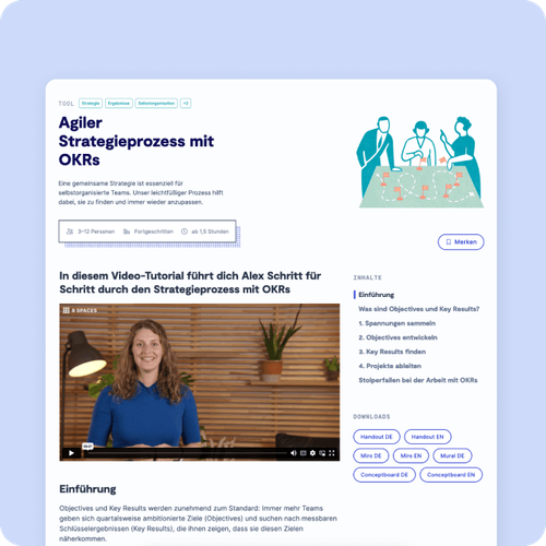 Screenshot der Tool-Seite "Agiler Strategieprozess mit OKRs"