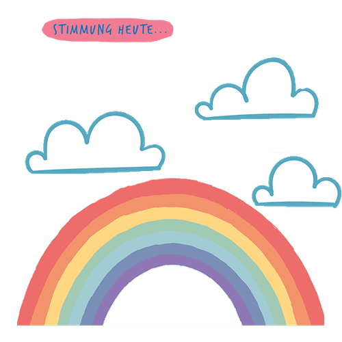 Ein Regenbogen und drei Wolken