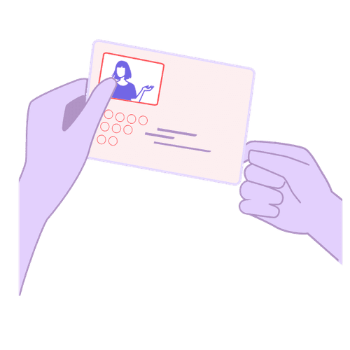 Illustration of two hands holding a business card
