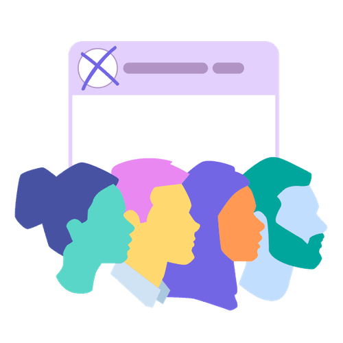 Eine Rollenkarte und die Profile von vier Personen